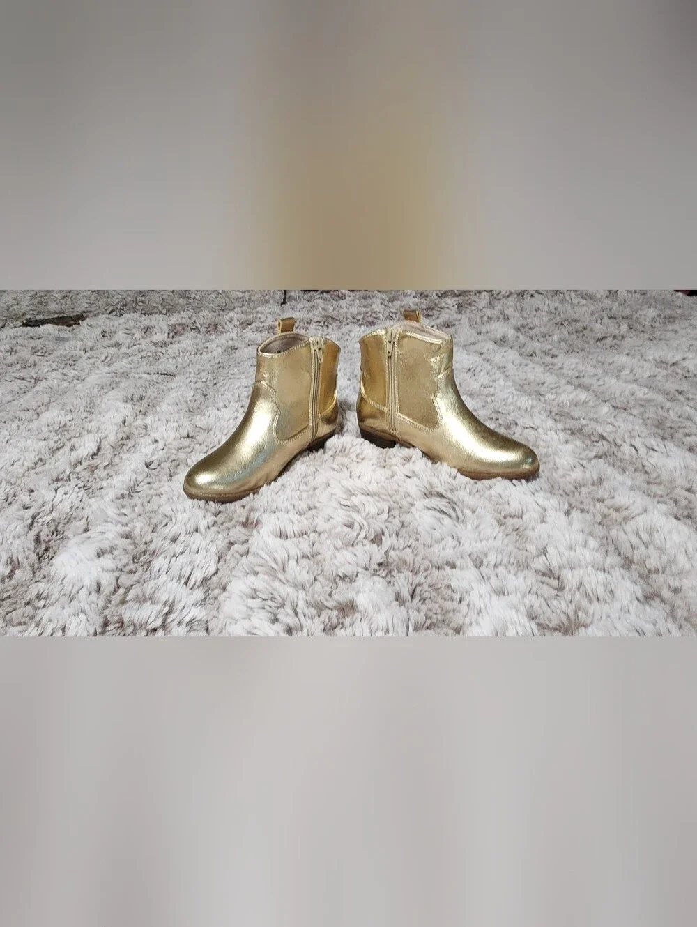 Metallic Gold Little Girl Ankle Boots